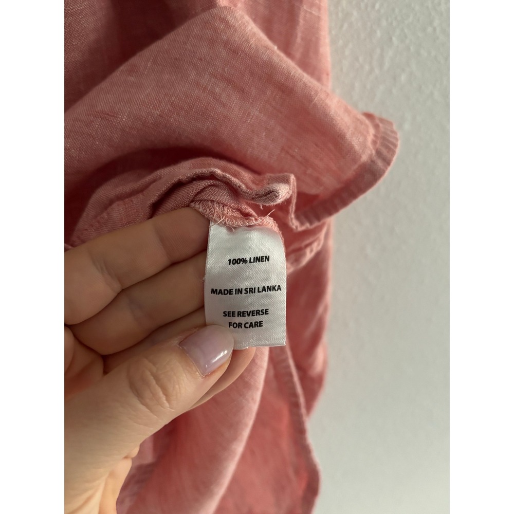 Spartina 449 Top Womens XS Pink Linen Button Down Coastal Beachy Minimalist‎ - Picture 4 of 4